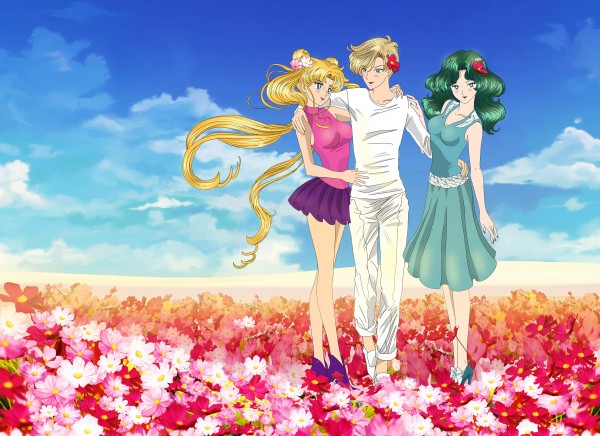 Usagi, Haruka, Michiru for a walk (Sailor Moon fanart).