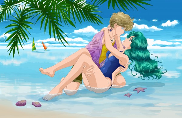 On the seashore (Sailor Uranus and Sailor Neptune)